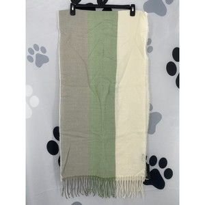 Steve Madden NWT Tricolor Fringe Scarf Grey Ivory Green Colorblock One Size New